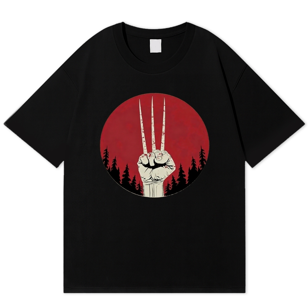 Claw Silhouette Retro Hero Cotton T-shirt