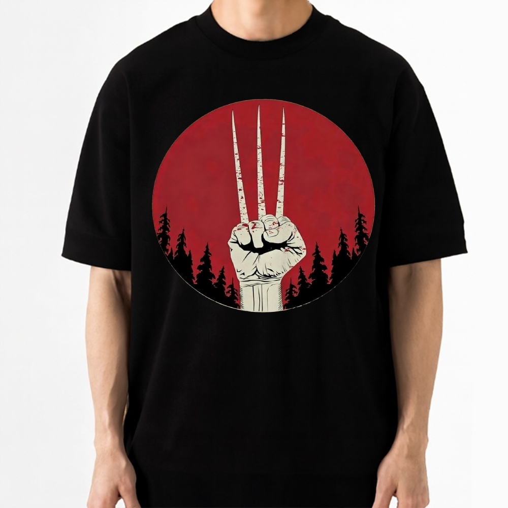 Claw Silhouette Retro Hero Cotton T-shirt