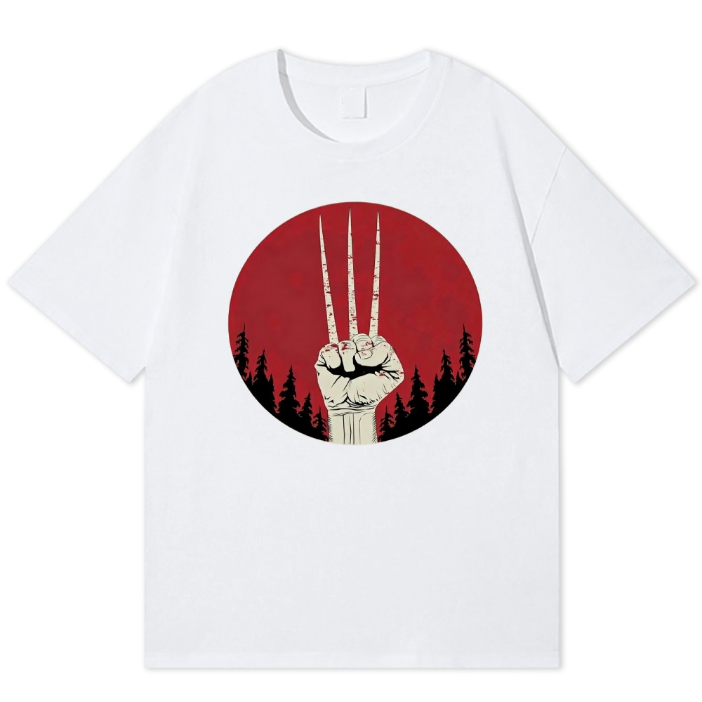 Claw Silhouette Retro Hero Cotton T-shirt