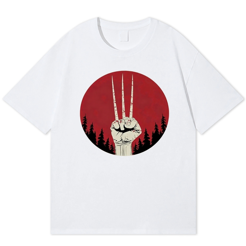 Claw Silhouette Retro Hero Cotton T-shirt