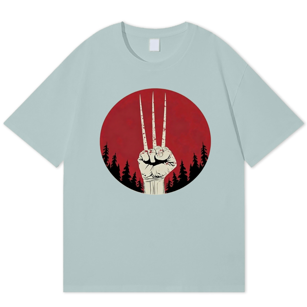 Claw Silhouette Retro Hero Cotton T-shirt