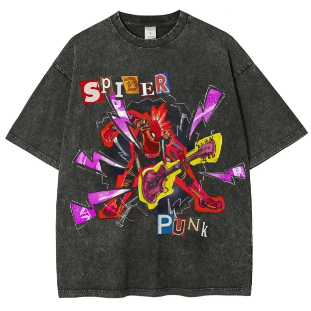 Spider-Punk Collage Washed T-Shirt