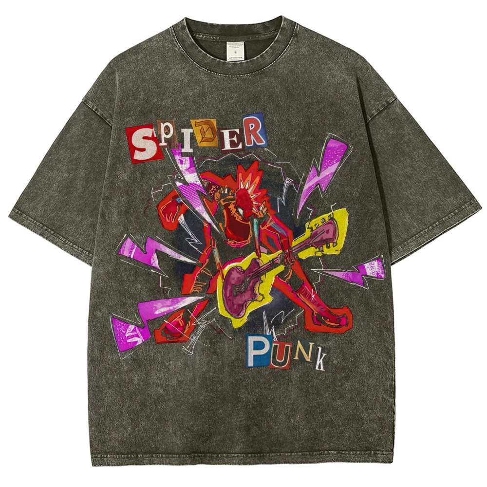 Spider-Punk Collage Washed T-Shirt