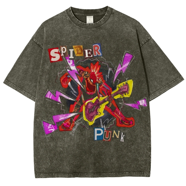 Spider-Punk Collage Washed T-Shirt