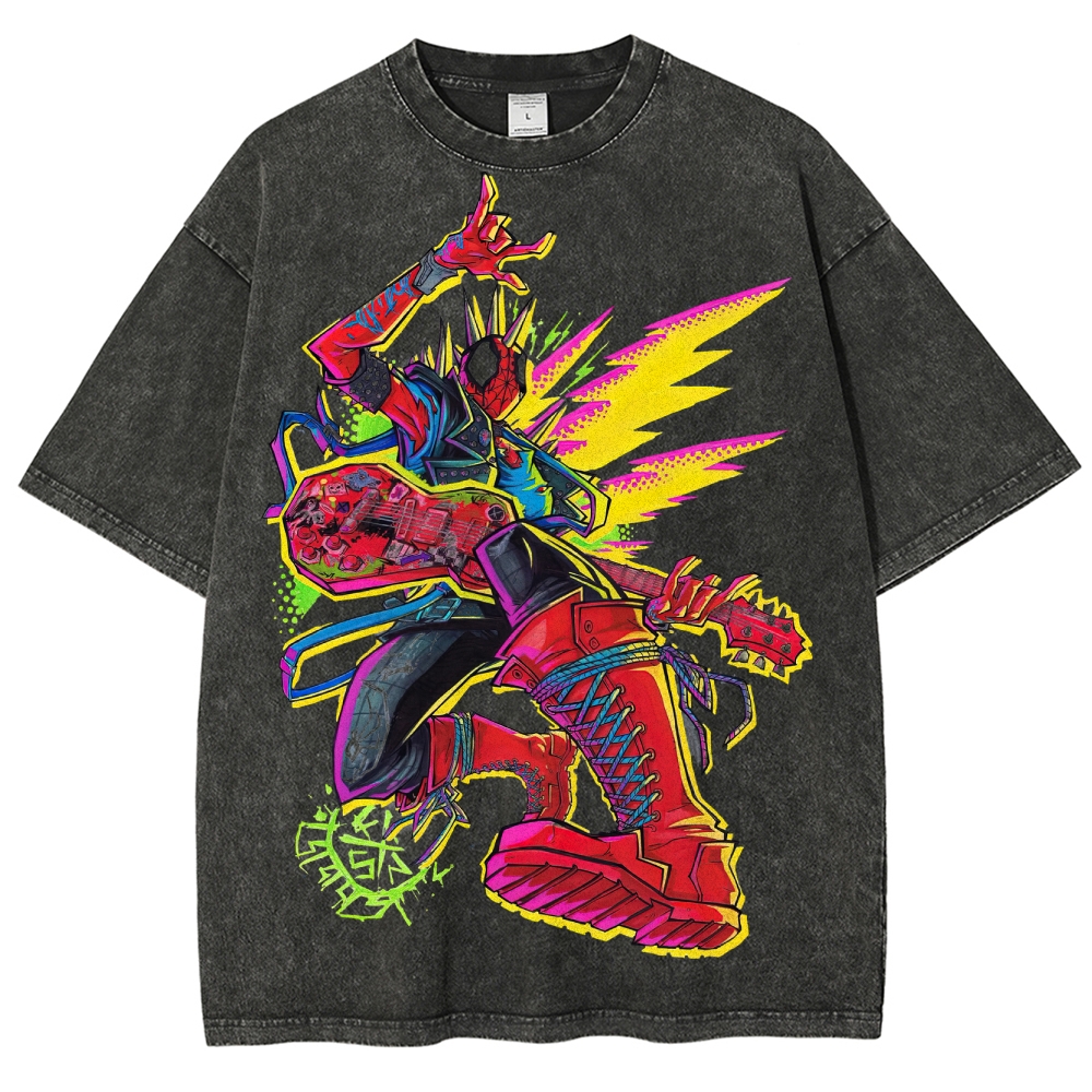 Spider-Punk Neon Rock Washed T-Shirt