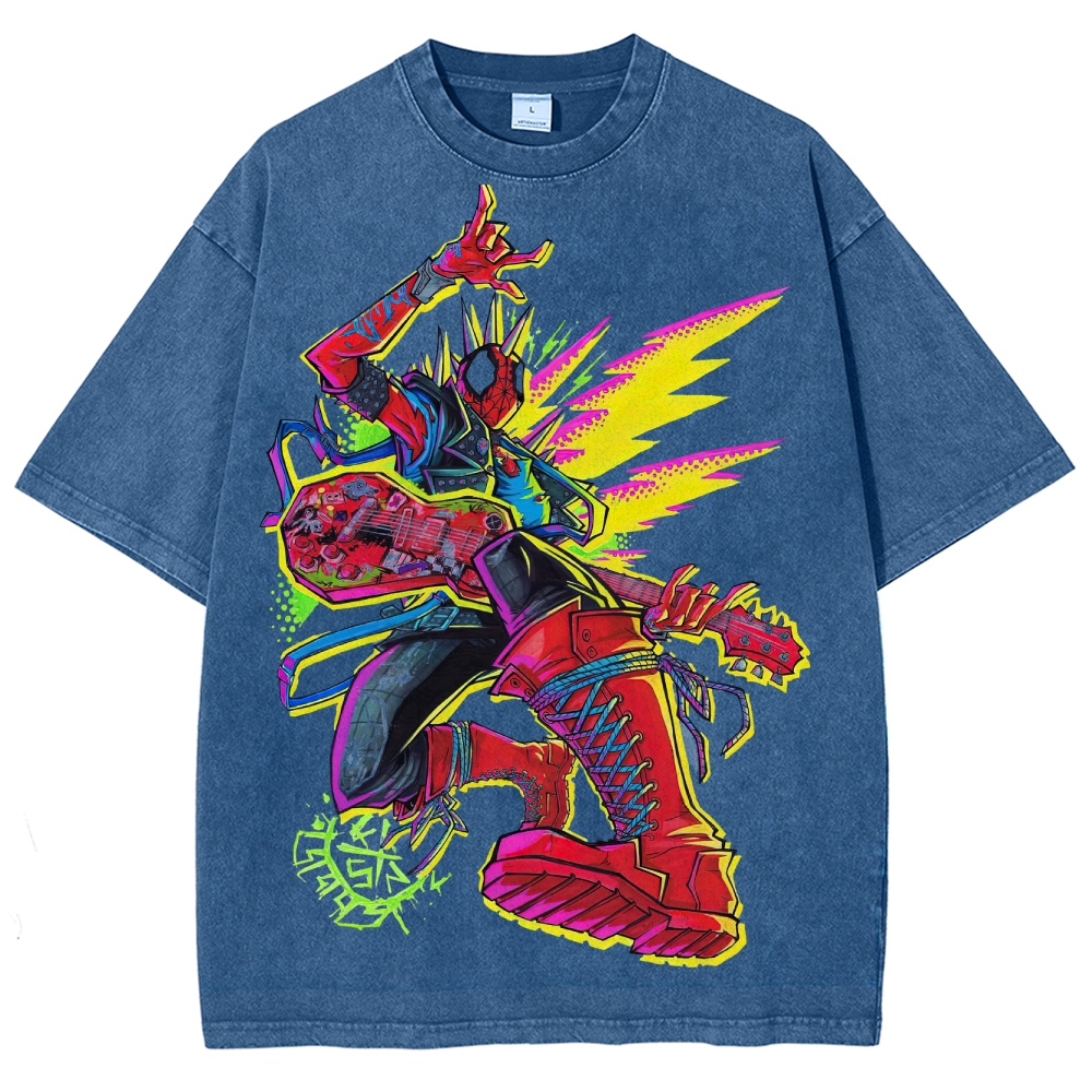 Spider-Punk Neon Rock Washed T-Shirt