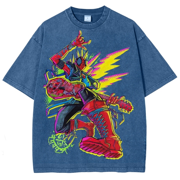 Spider-Punk Neon Rock Washed T-Shirt