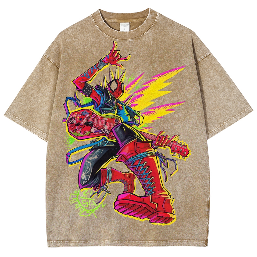 Spider-Punk Neon Rock Washed T-Shirt