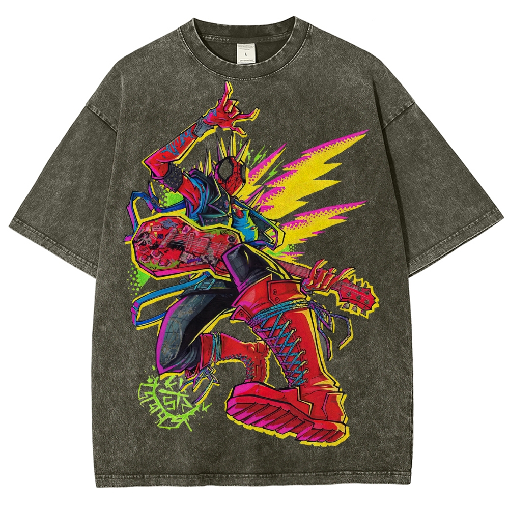 Spider-Punk Neon Rock Washed T-Shirt