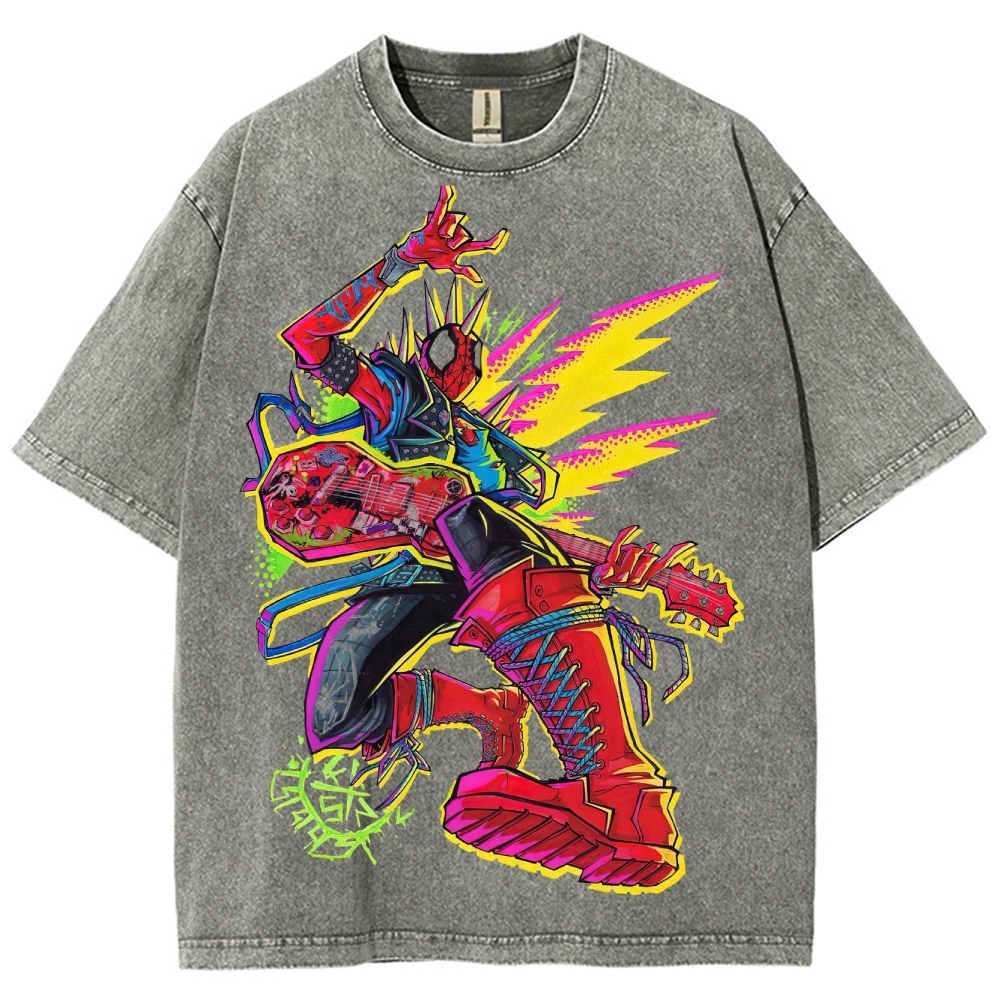 Spider-Punk Neon Rock Washed T-Shirt