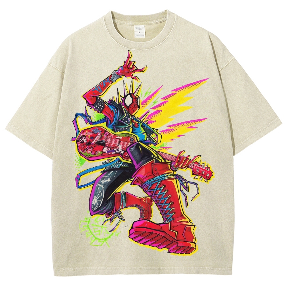 Spider-Punk Neon Rock Washed T-Shirt