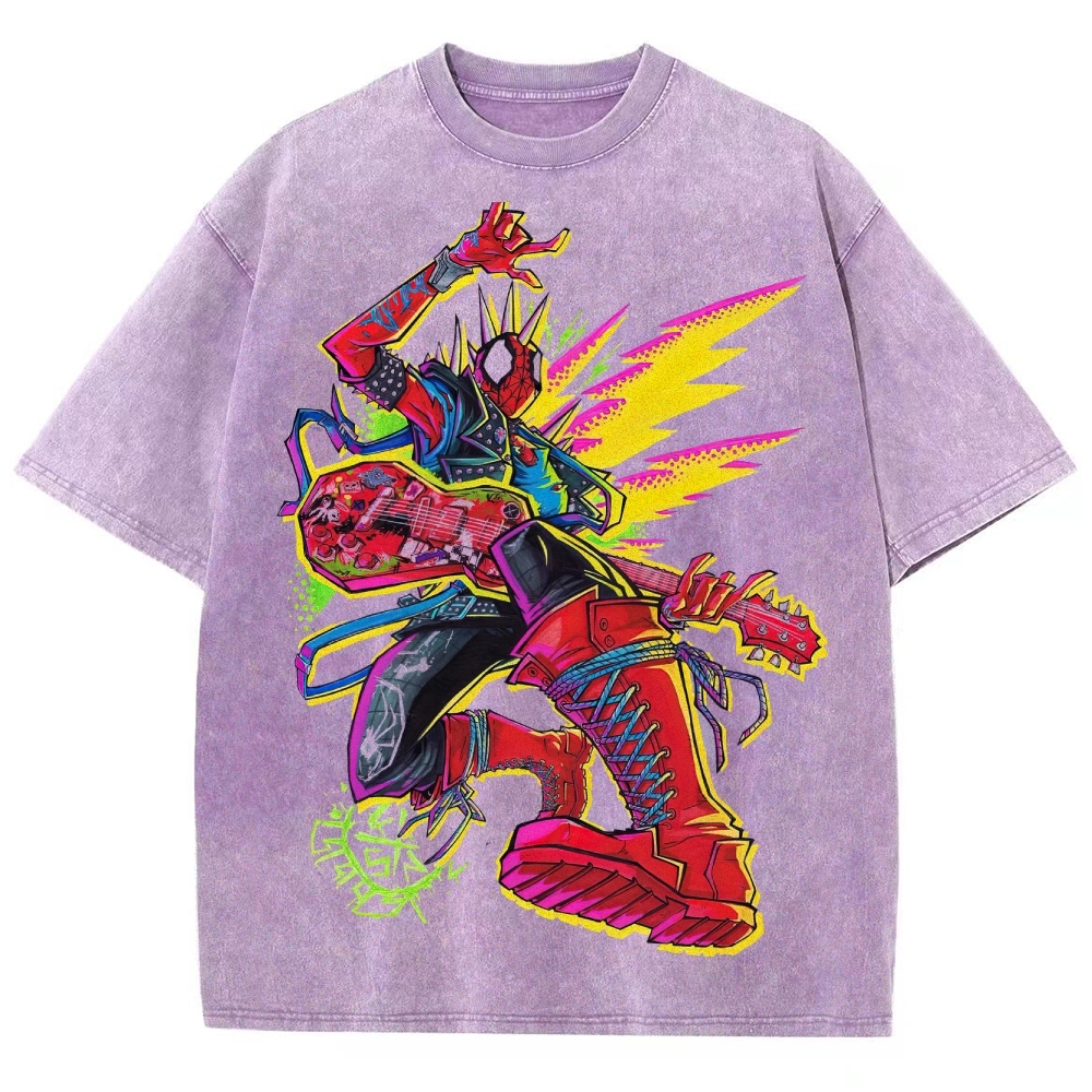 Spider-Punk Neon Rock Washed T-Shirt