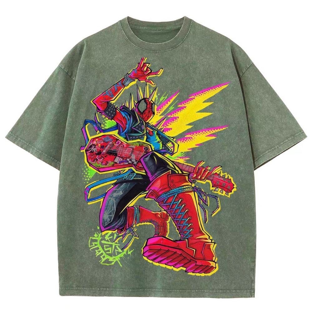 Spider-Punk Neon Rock Washed T-Shirt