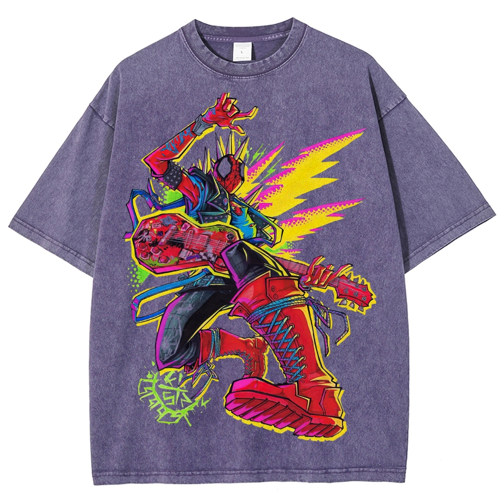 Spider-Punk Neon Rock Washed T-Shirt