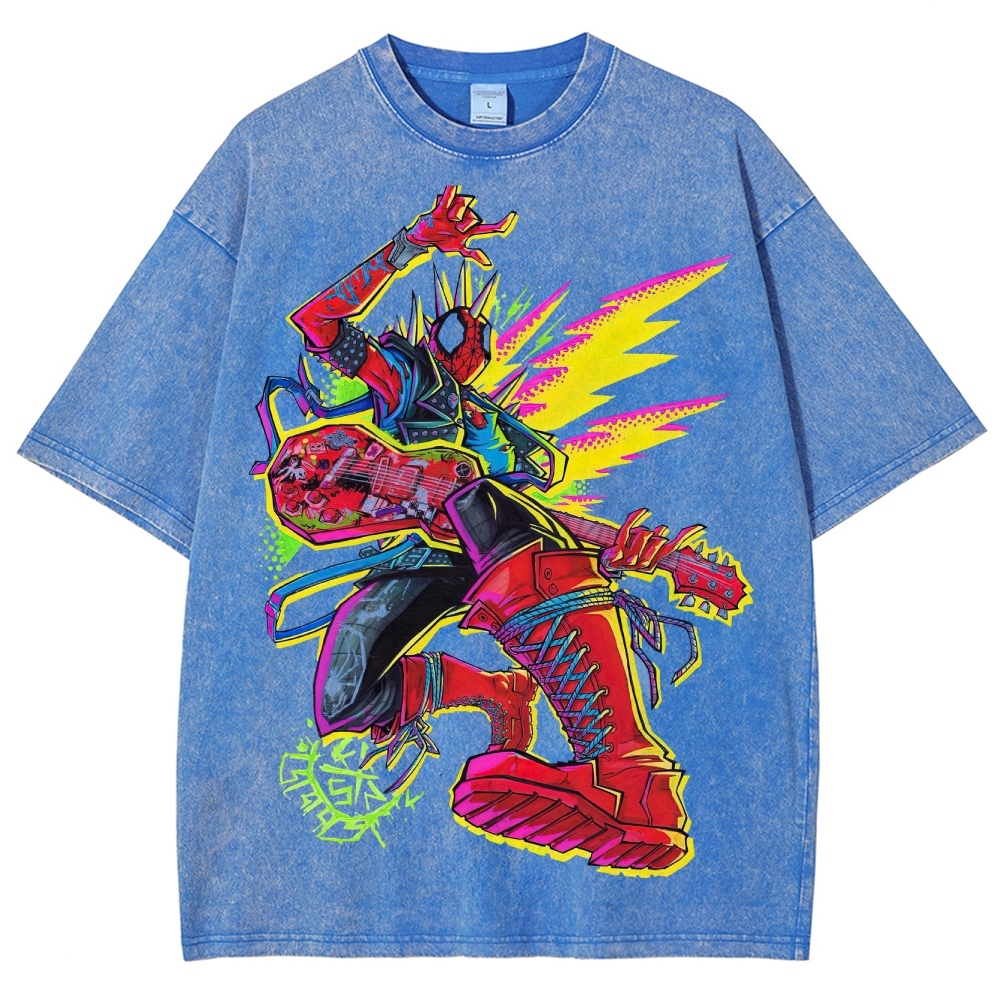 Spider-Punk Neon Rock Washed T-Shirt
