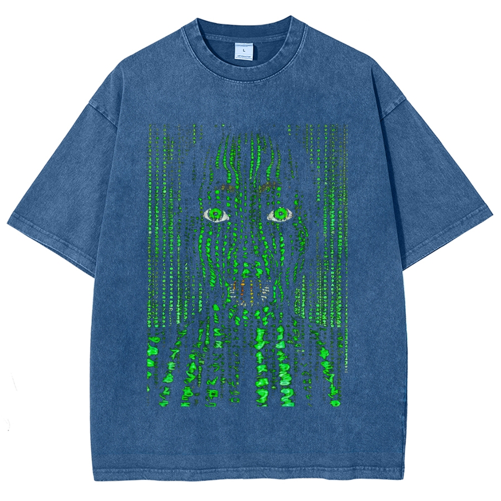 Matrix Code Face Washed T-Shirt
