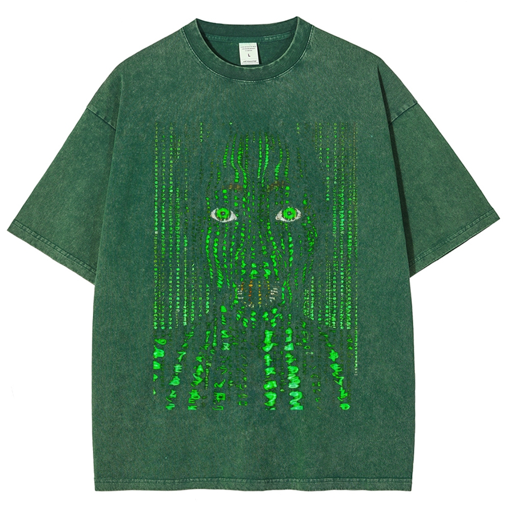 Matrix Code Face Washed T-Shirt
