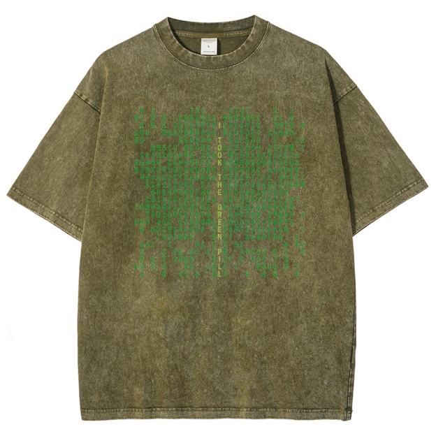 Matrix Digital Rain Washed T-Shirt