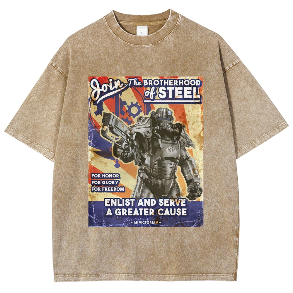 Brotherhood of Steel Recruitment Washed T-Shirt