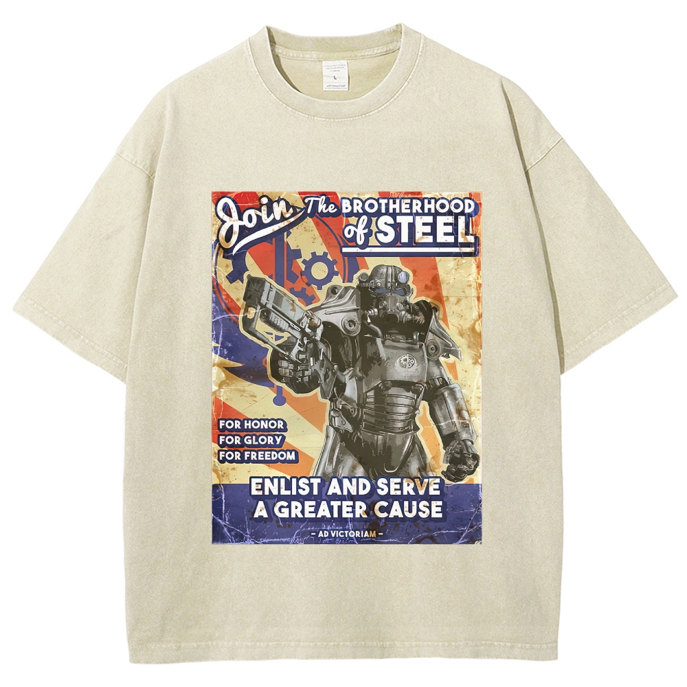 Brotherhood of Steel Recruitment Washed T-Shirt