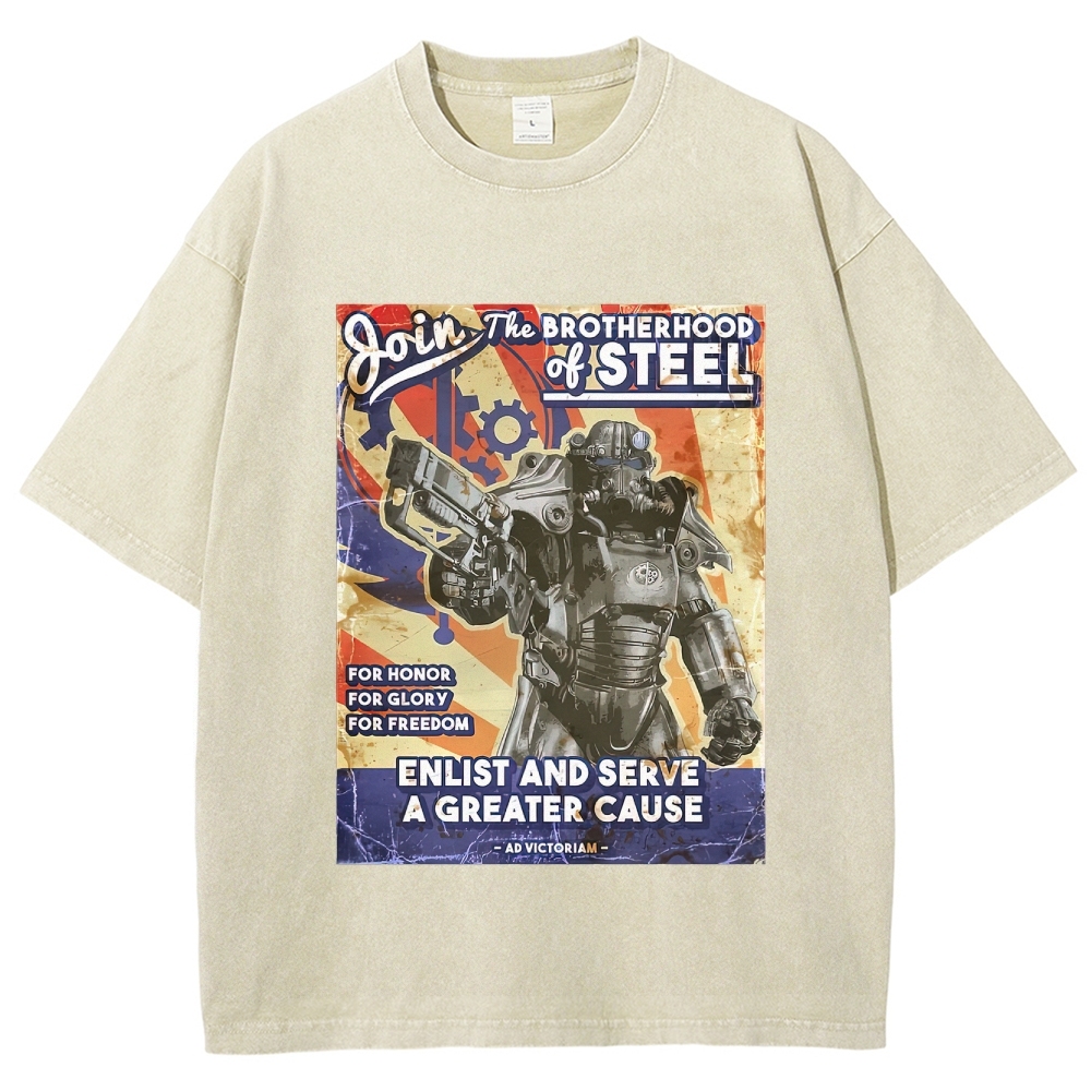 Brotherhood of Steel Recruitment Washed T-Shirt