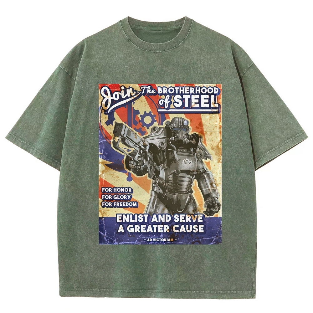 Brotherhood of Steel Recruitment Washed T-Shirt