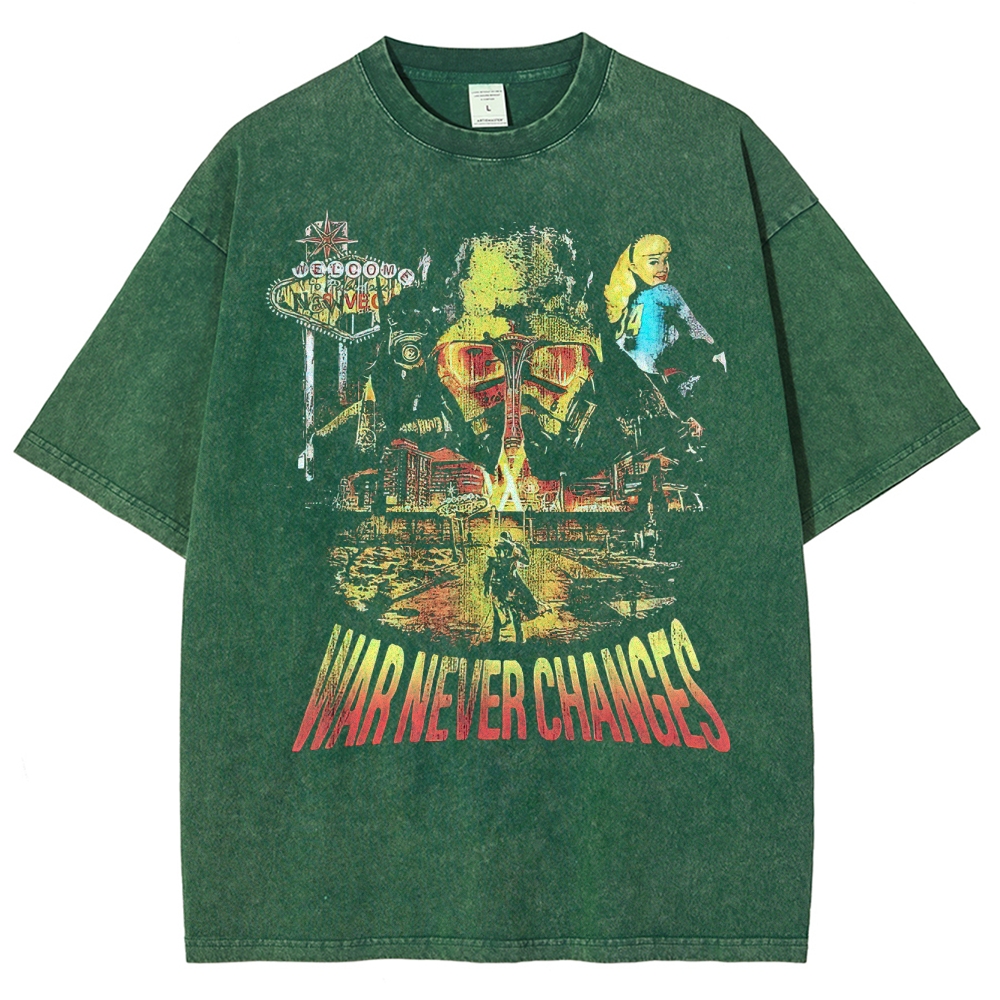 New Vegas War Never Changes Collage Washed T-Shirt