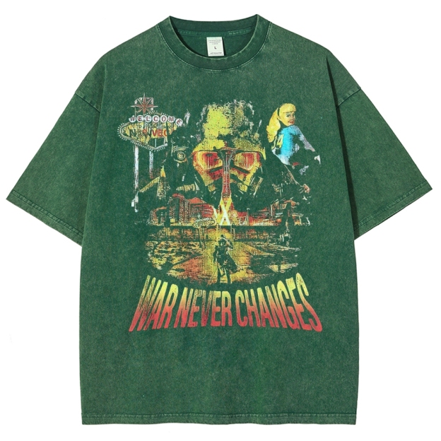 New Vegas War Never Changes Collage Washed T-Shirt