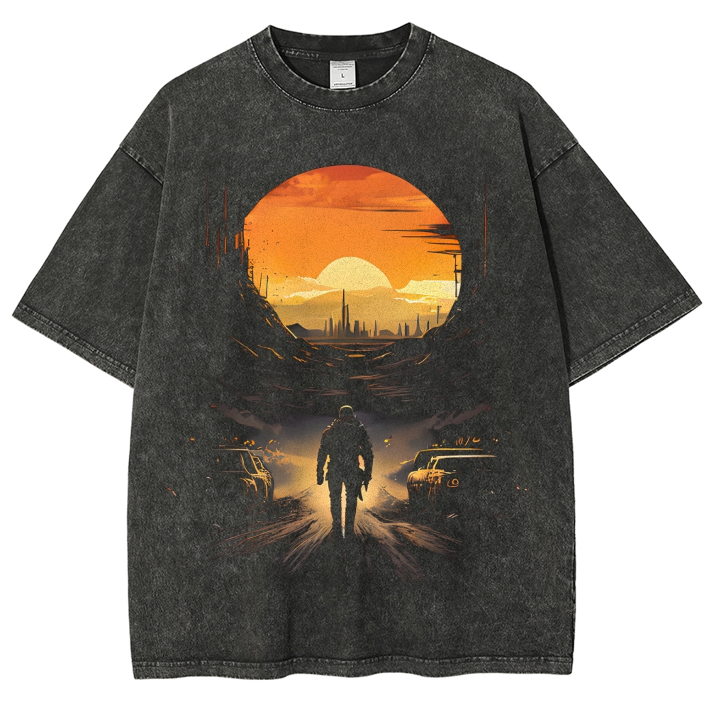 Wasteland Sunset Wanderer Washed T-Shirt