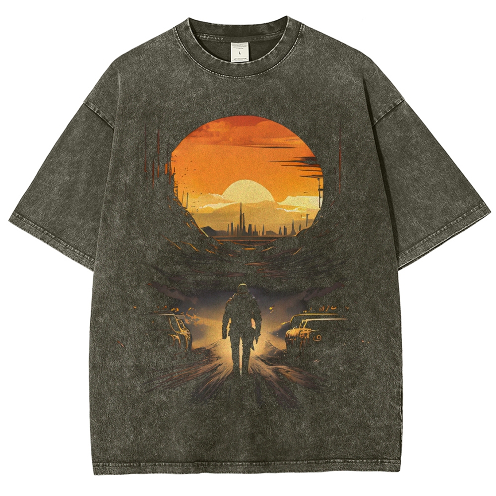 Wasteland Sunset Wanderer Washed T-Shirt