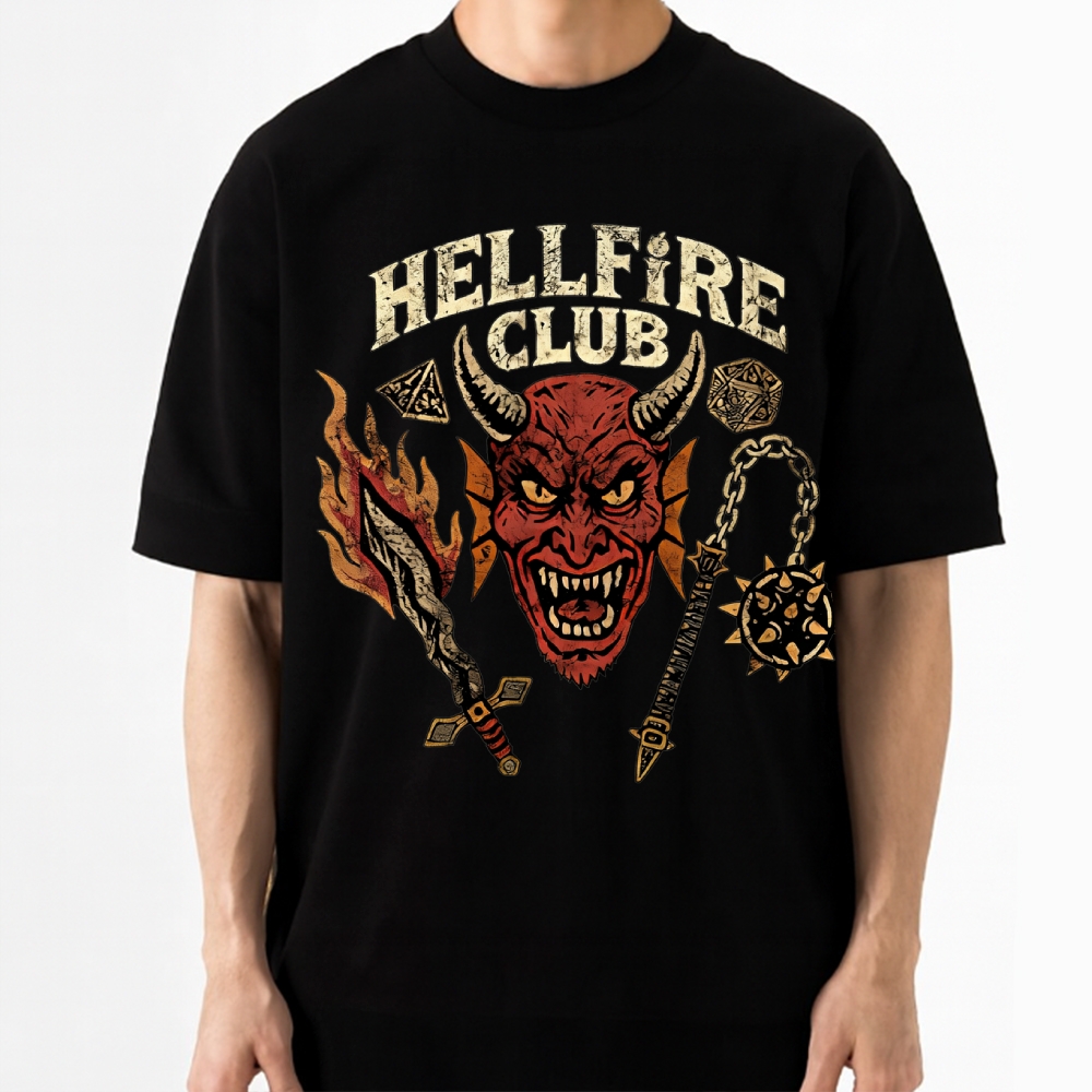 Retro Demon Hellfire Club Cotton T-shirt
