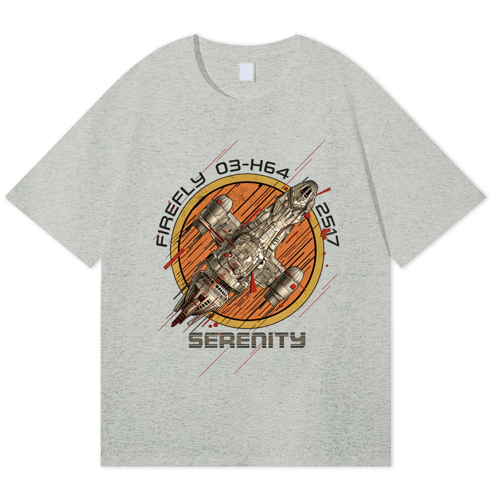Retro Sci-Fi Spaceship Badge Cotton T-shirt