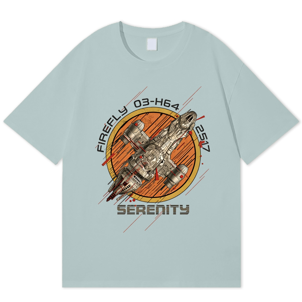Retro Sci-Fi Spaceship Badge Cotton T-shirt