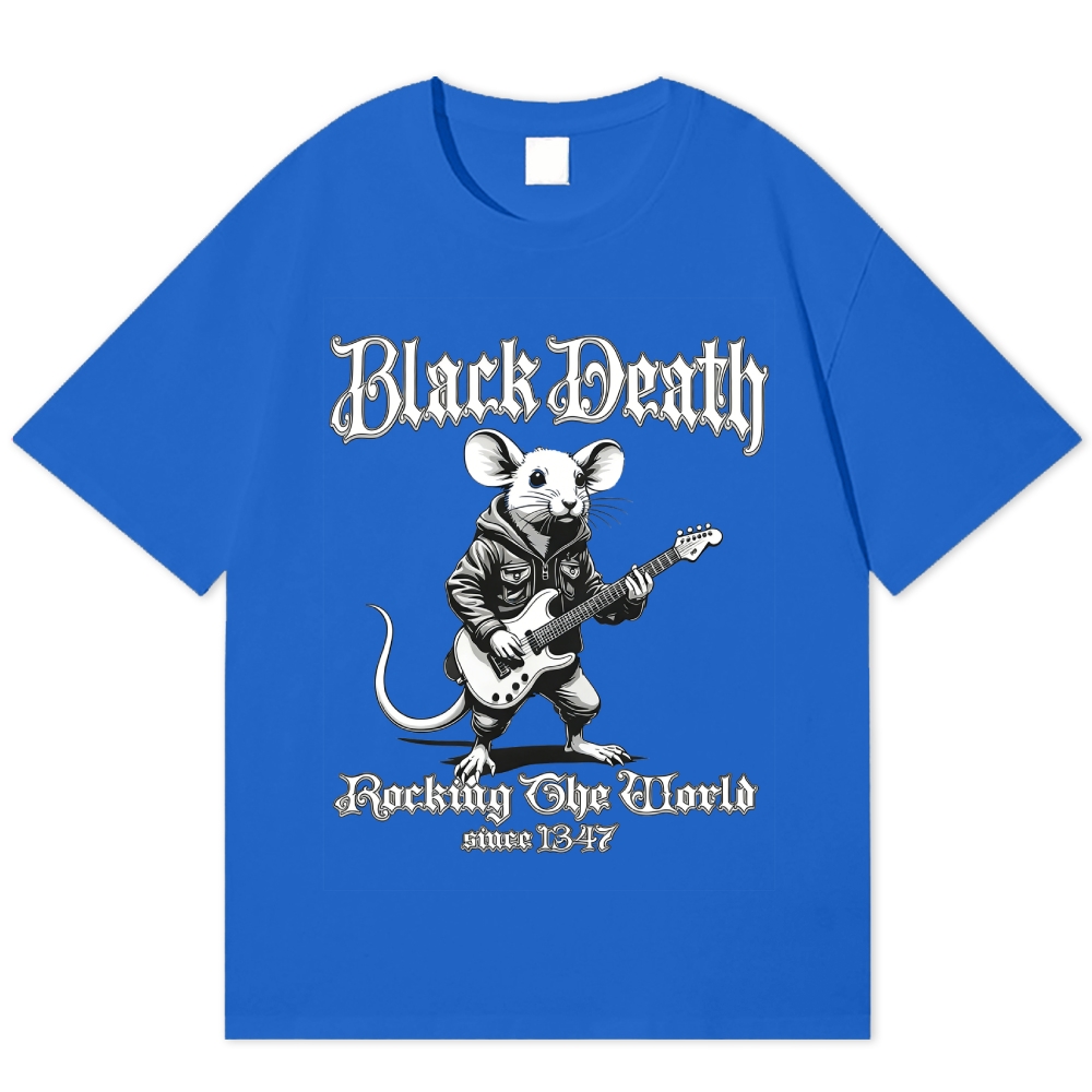 "Black Death" Rocking Rat Funny Cotton T-shirt