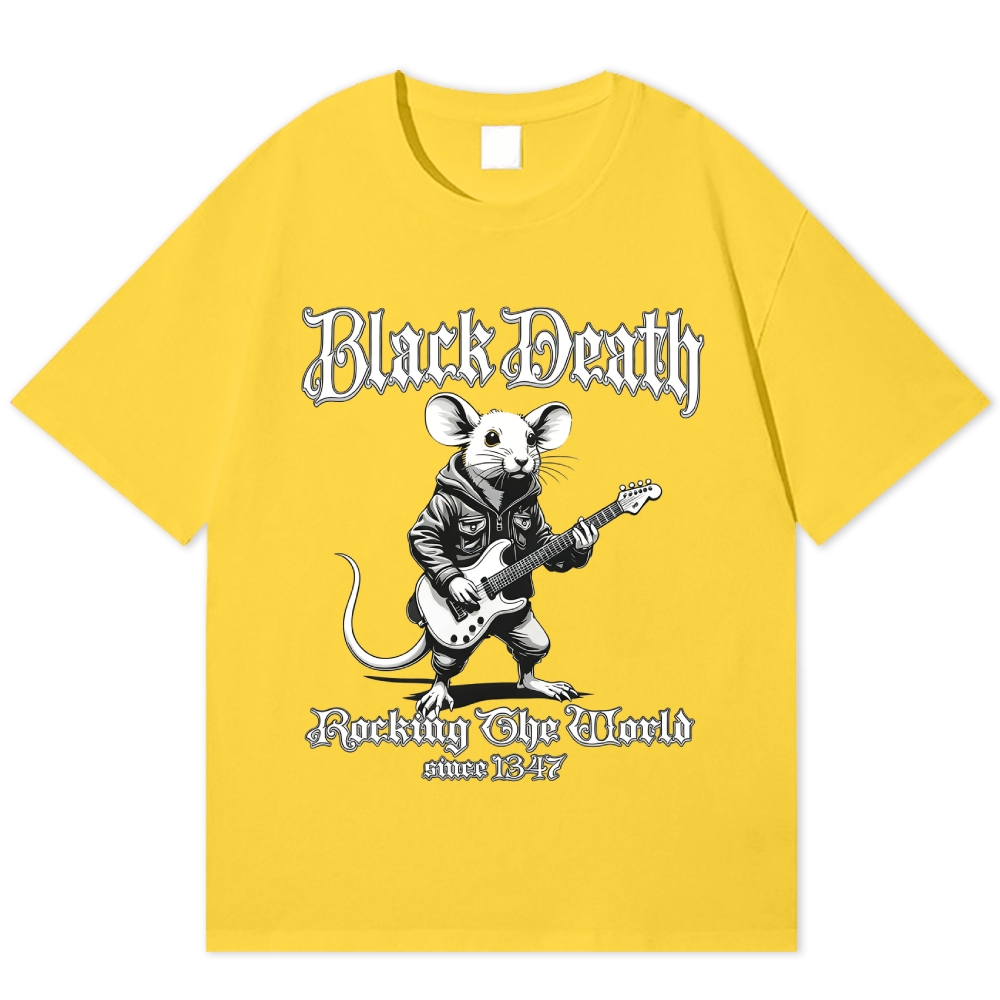 "Black Death" Rocking Rat Funny Cotton T-shirt
