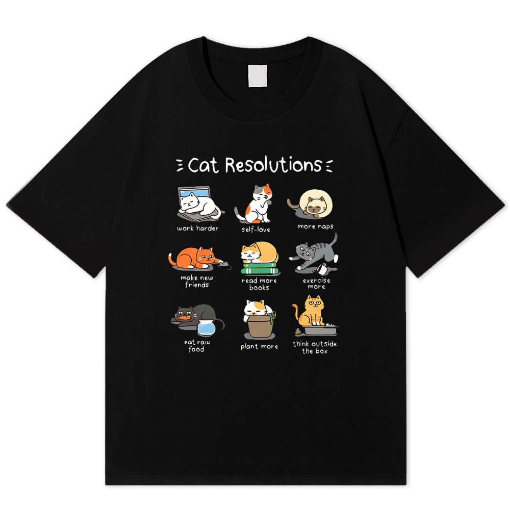 "Cat Resolutions" Cute & Cozy Cotton T-shirt