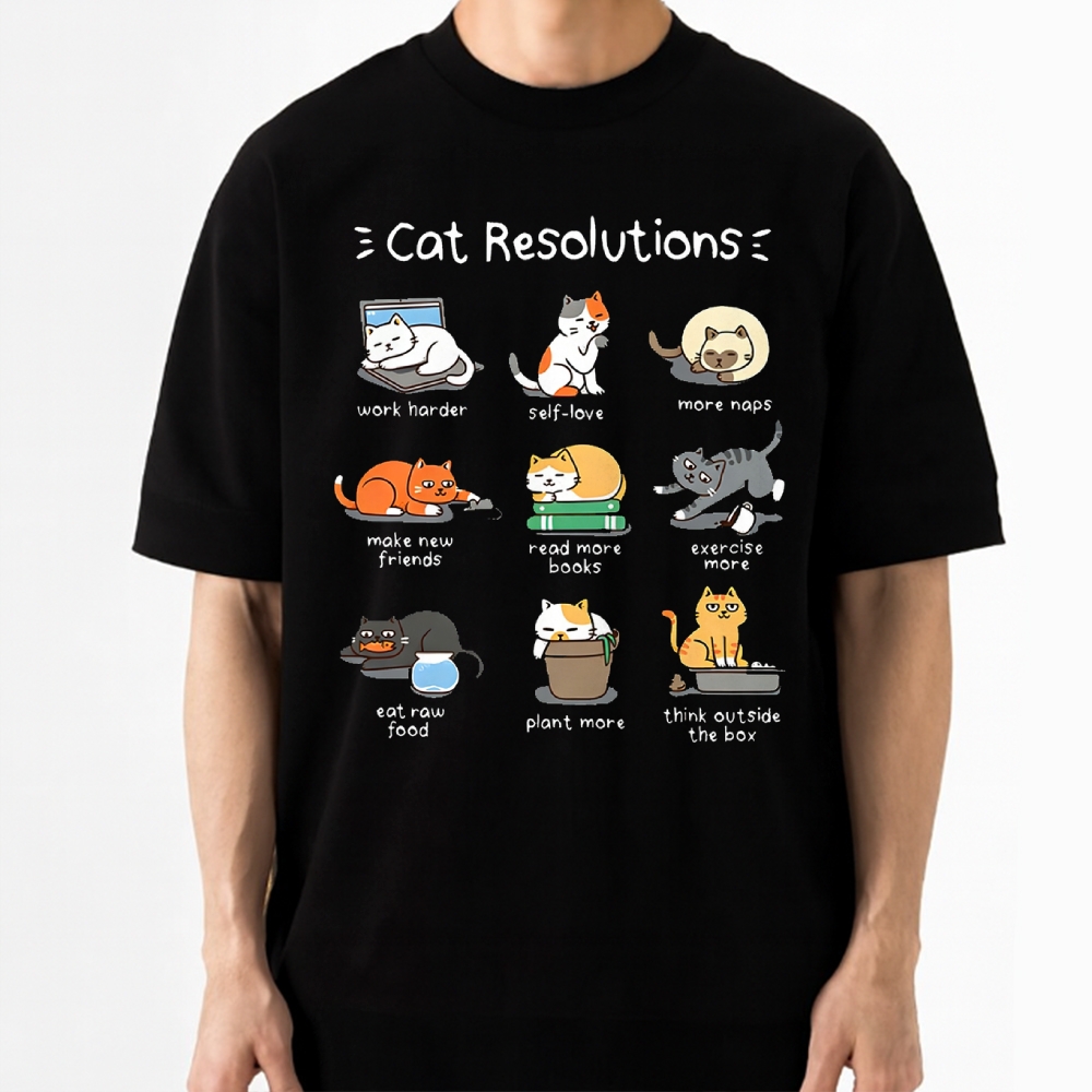 "Cat Resolutions" Cute & Cozy Cotton T-shirt