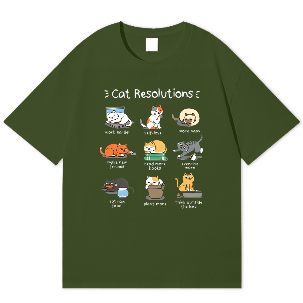 "Cat Resolutions" Cute & Cozy Cotton T-shirt