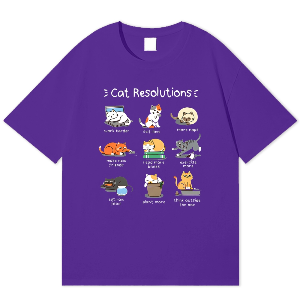 "Cat Resolutions" Cute & Cozy Cotton T-shirt