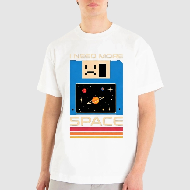 "I Need More Space" Retro Floppy Disk Space Cotton T-shirt
