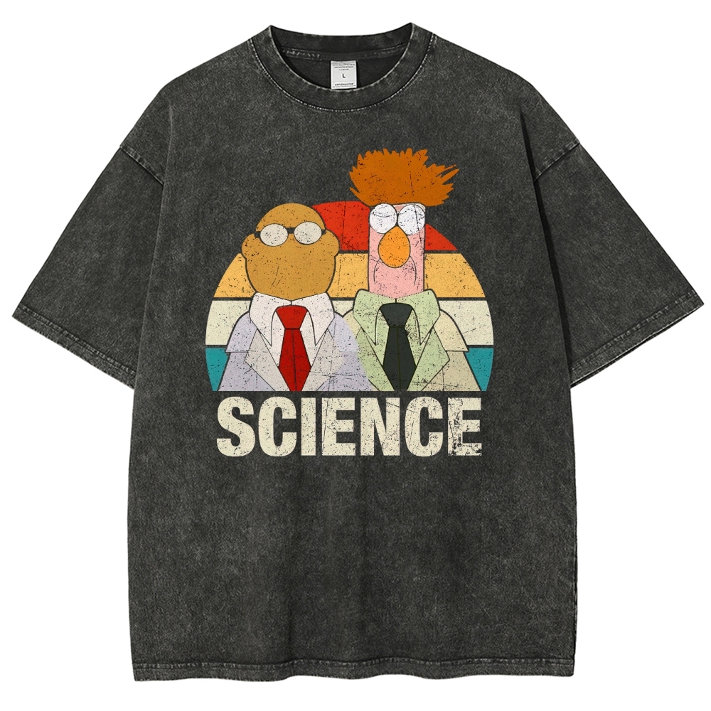 Retro Cartoon Scientists Science Washed T-Shirt