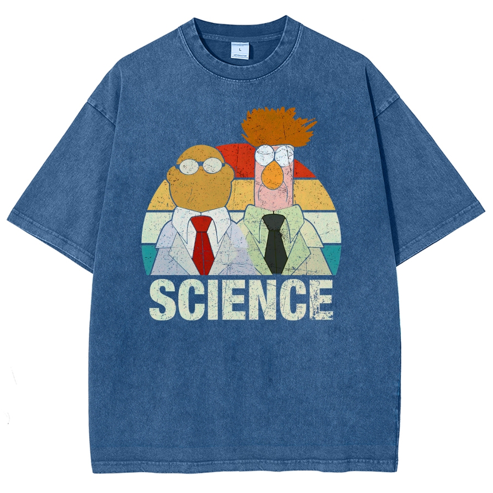 Retro Cartoon Scientists Science Washed T-Shirt 