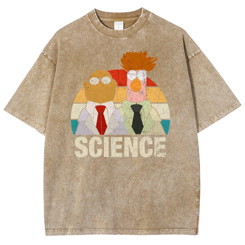 Retro Cartoon Scientists Science Washed T-Shirt 