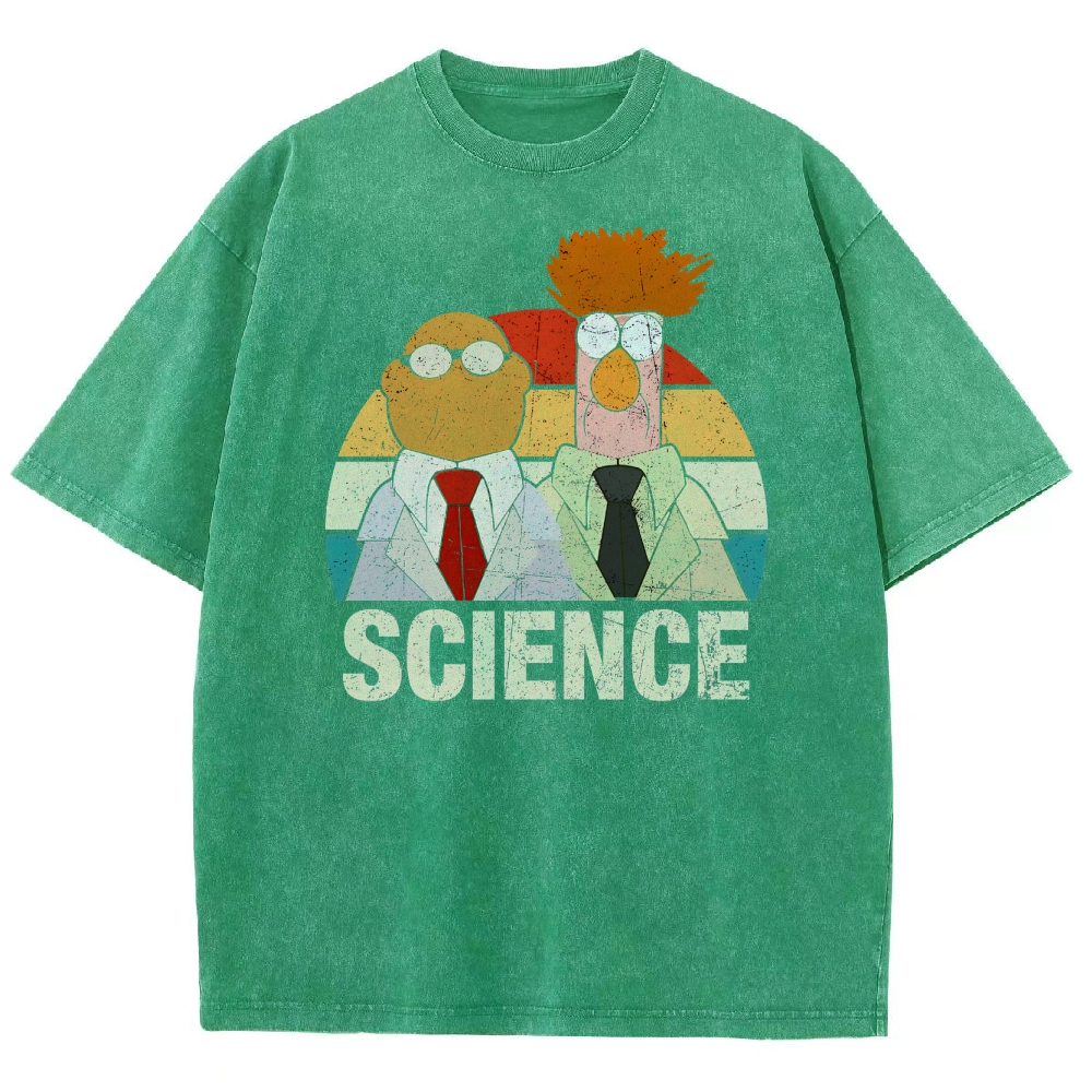 Retro Cartoon Scientists Science Washed T-Shirt 