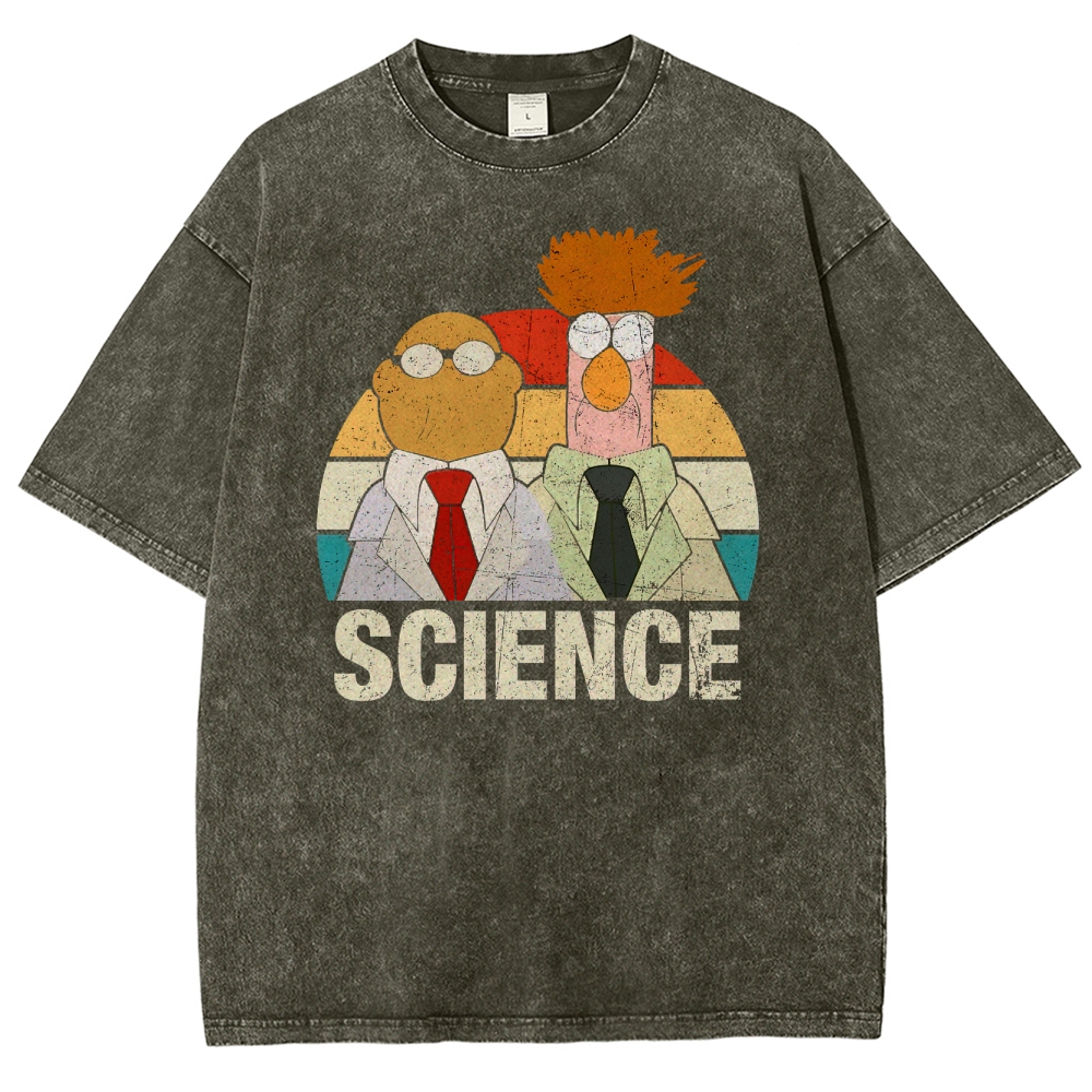 Retro Cartoon Scientists Science Washed T-Shirt 