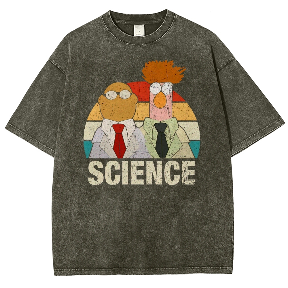 Retro Cartoon Scientists Science Washed T-Shirt 
