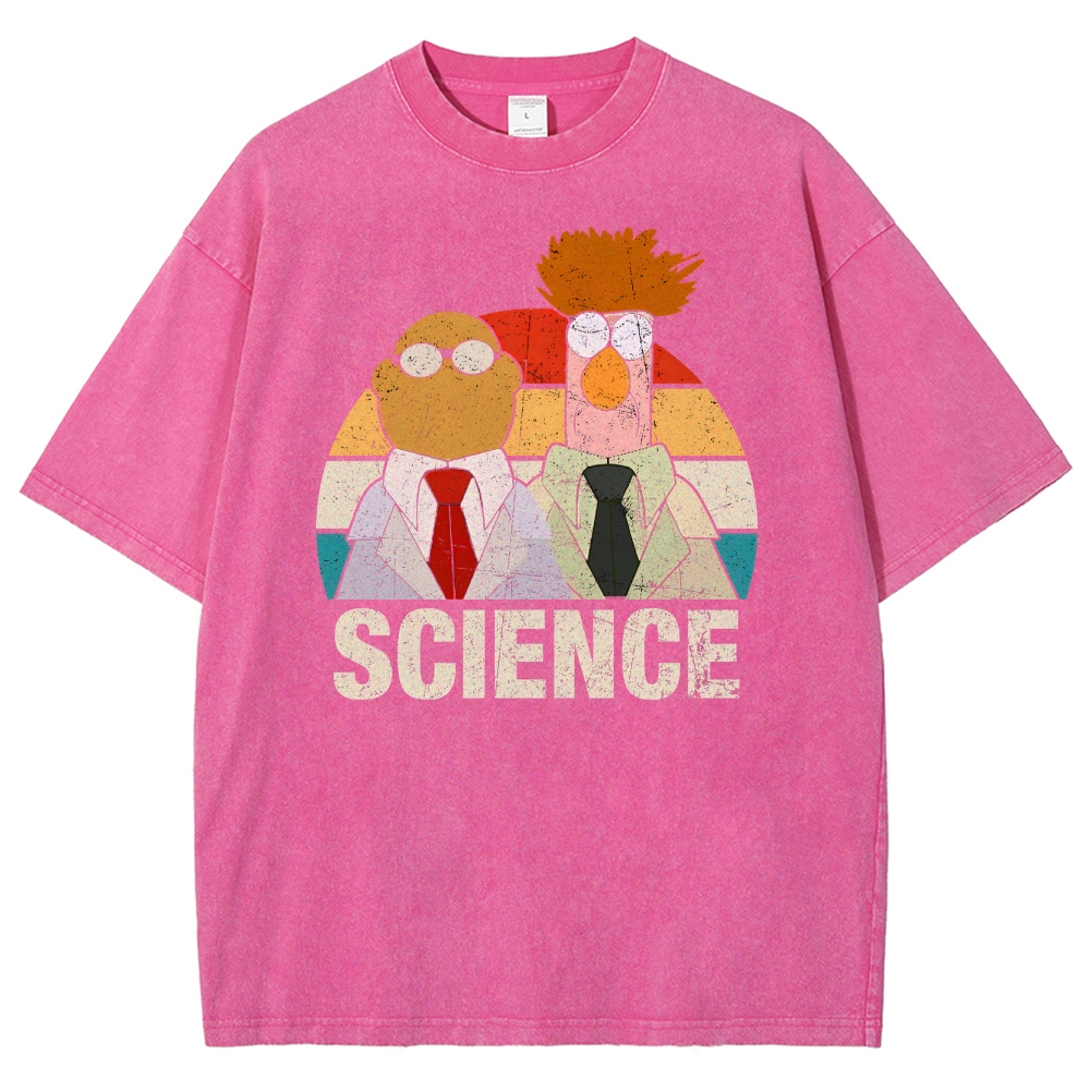 Retro Cartoon Scientists Science Washed T-Shirt 