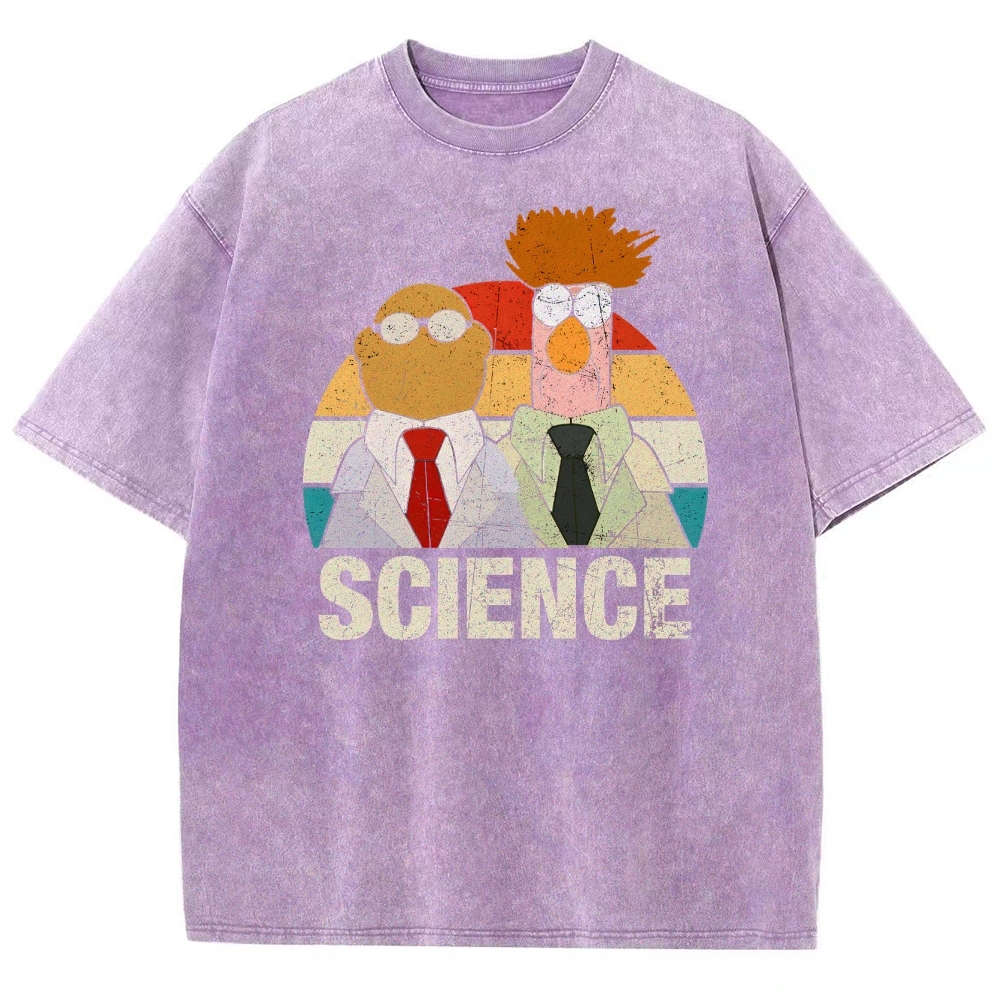 Retro Cartoon Scientists Science Washed T-Shirt 