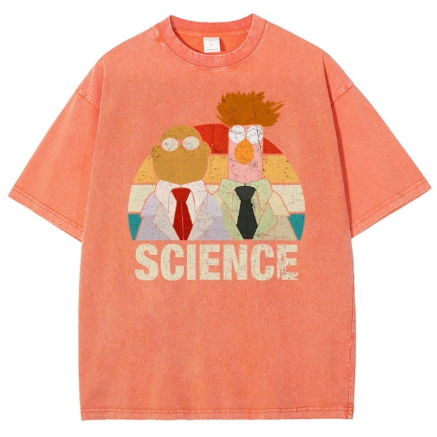 Retro Cartoon Scientists Science Washed T-Shirt 