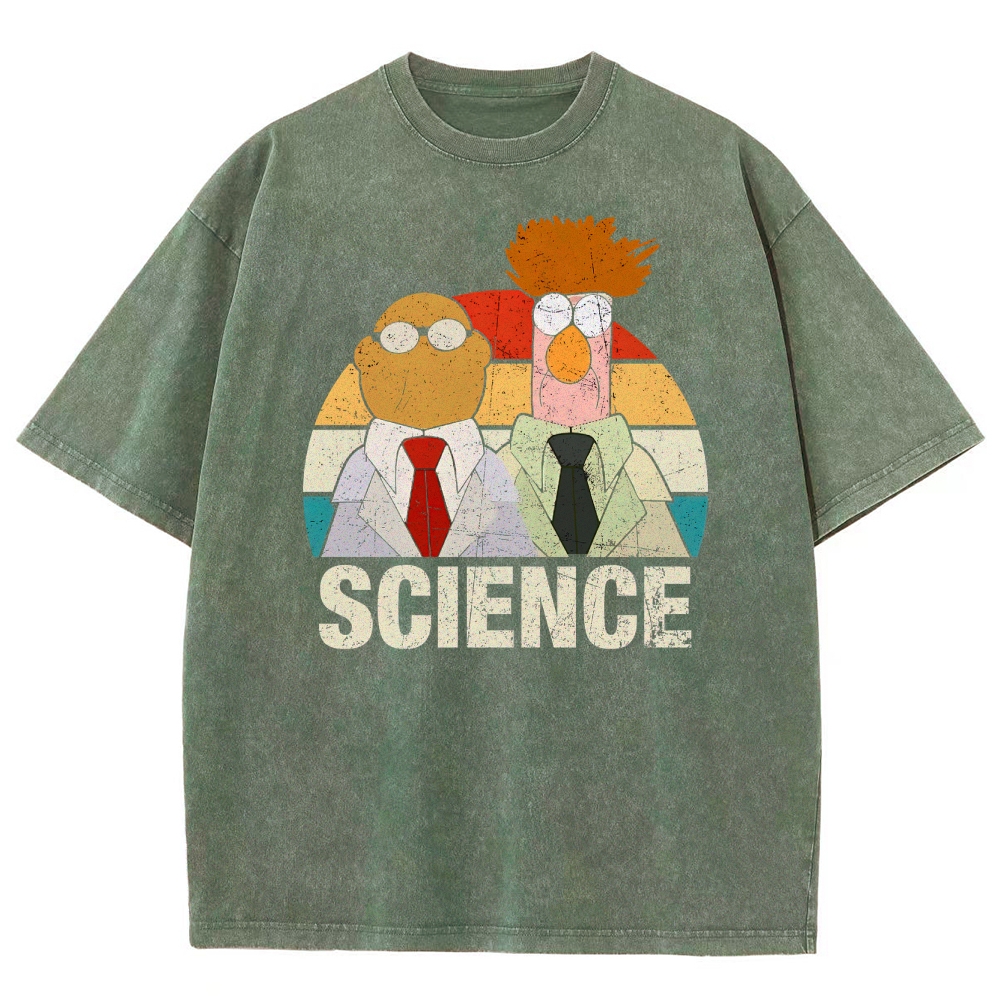Retro Cartoon Scientists Science Washed T-Shirt 